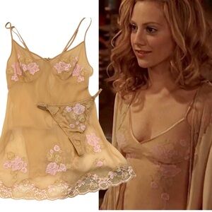 100% Silk Victoria’s Secret Y2K Uptown Girl Vintage Babydoll Panty Matching Set